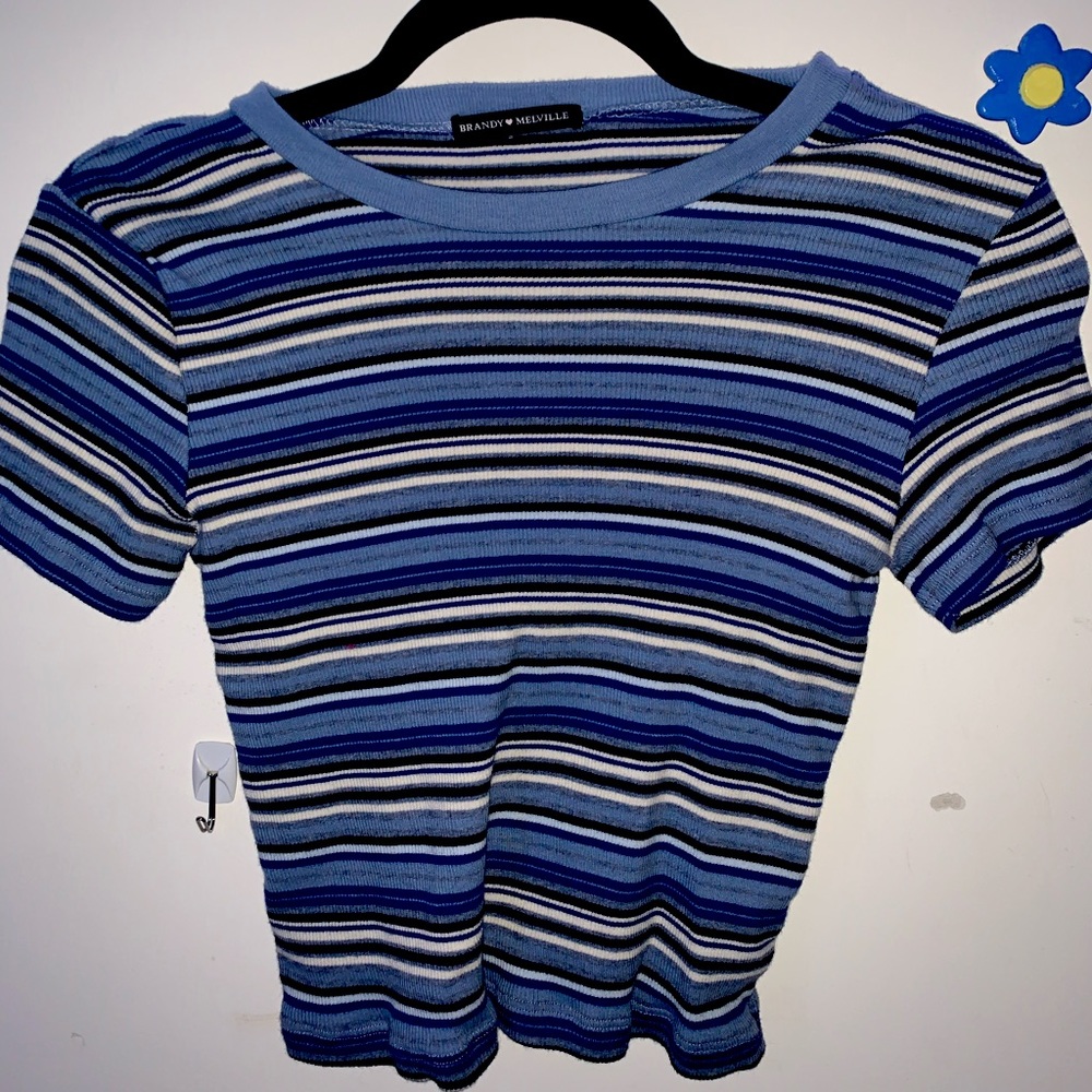 BRANDY MELVILLE blue striped stretchy top